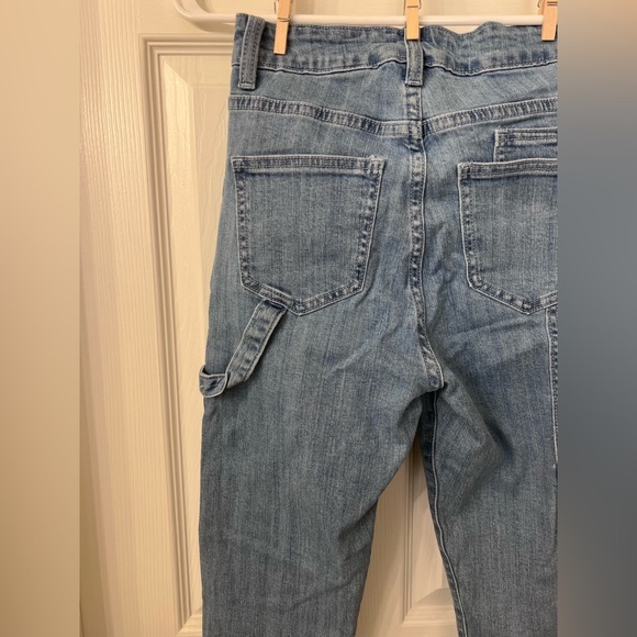 Blue Ankle Jeans with Fringe Bottoms - Picture 6 of 9